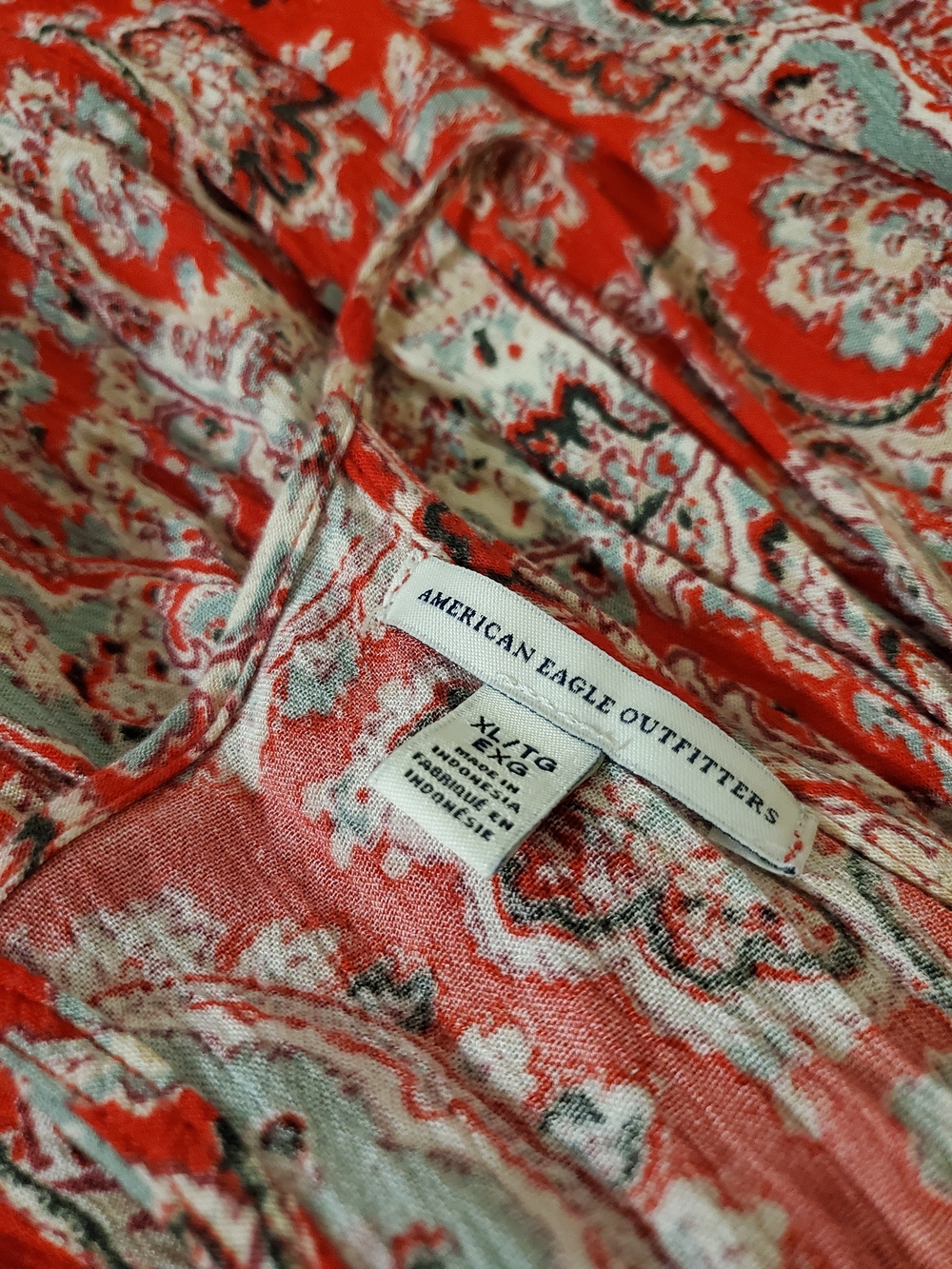 American Eagle Paisley Cottagecore Keyhole Flowy Dress XL - Picture 8 of 9